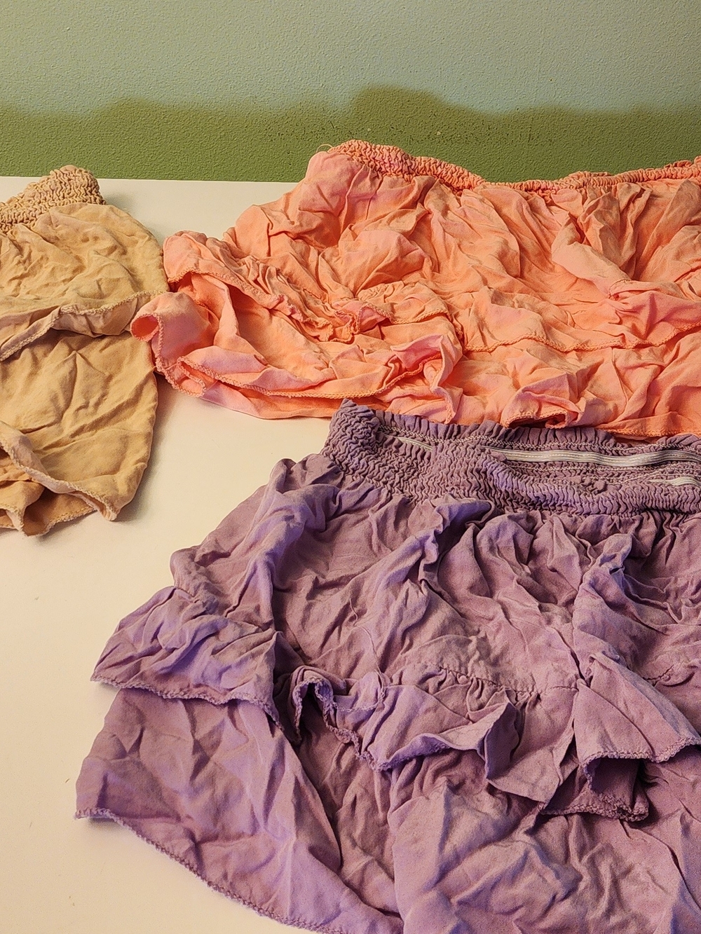 Womens Ruffle Skorts in Peach and Lavender An Tan - Unbranded